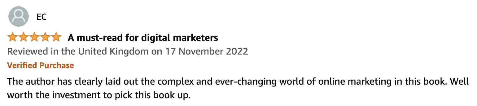 Amazon Review about Solving The Digital Marketing jigsaw Puzzle Book